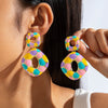 Alloy Geometric Leopard Square Earrings For Women With Electroplating Treatment