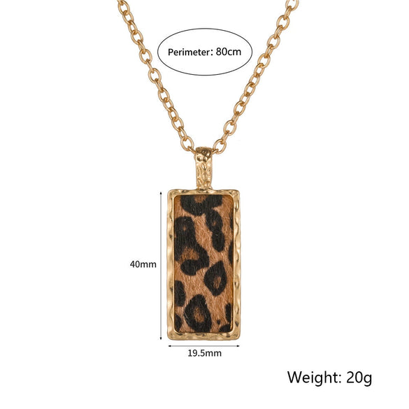 Alloy Geometric Leopard Sweater Chain Necklace With Electroplating For Women