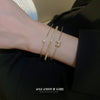 Alloy Geometric Light Luxury Style Electroplated Zircon Circle Letter Open Bracelet