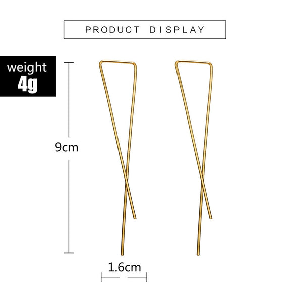 Alloy Geometric Line Hollow Metal Earrings With Electroplating