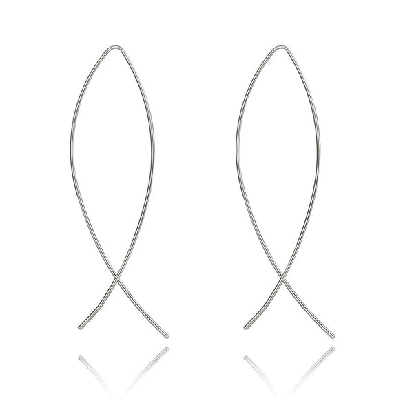 Alloy Geometric Line Hollow Metal Earrings With Electroplating