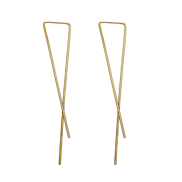 Alloy Geometric Line Hollow Metal Earrings With Electroplating