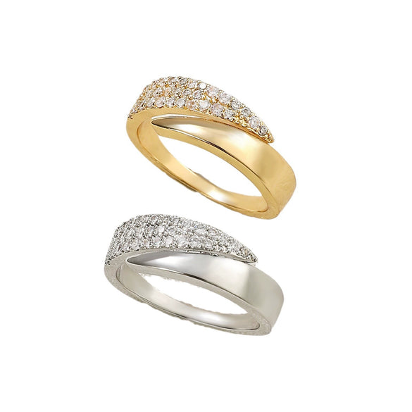 Alloy Geometric Line Opening Women's Light Luxury Diamond Finger Ring