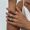 Alloy Geometric Liquid Lava Open Ring For Women With Electroplating And Stacking Style