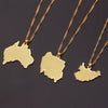 Alloy Geometric Map Pendant Necklace With Water Wave Chain Electroplated Two Dimensional Jewelry