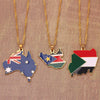 Alloy Geometric Map Pendant Necklace With Water Wave Chain Electroplated Two Dimensional Jewelry
