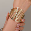 Alloy Geometric Metal Bracelets Electroplated Diamondencrusted Multilayered Glossy Hollow Open For Women