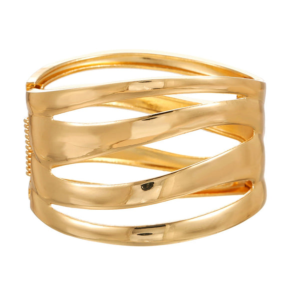 Alloy Geometric Metal Bracelets Electroplated Diamondencrusted Multilayered Glossy Hollow Open For Women