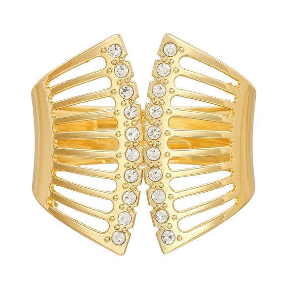 Alloy Geometric Metal Bracelets Electroplated Diamondencrusted Multilayered Glossy Hollow Open For Women