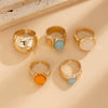 Alloy Geometric Metal Chain Necklace And Ring Set With Electroplating And Ins Style