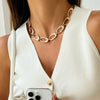 Alloy Geometric Metal Chain Necklace And Ring Set With Electroplating And Ins Style