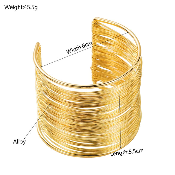 Alloy Geometric Metal Hollow Wire Drawing Electroplating Women's Personality Bracelet