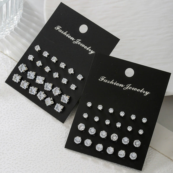 Alloy Geometric Micropaved Women's Earring Set