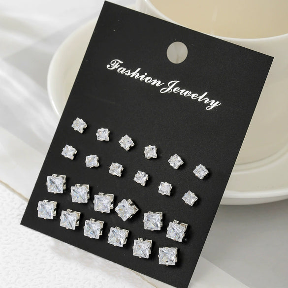 Alloy Geometric Micropaved Women's Earring Set