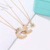 Alloy Geometric Minimalist Electroplated Twopiece Set Necklace With Stars Moon And Sun Splicing