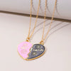 Alloy Geometric Minimalist Electroplated Twopiece Set Necklace With Stars Moon And Sun Splicing