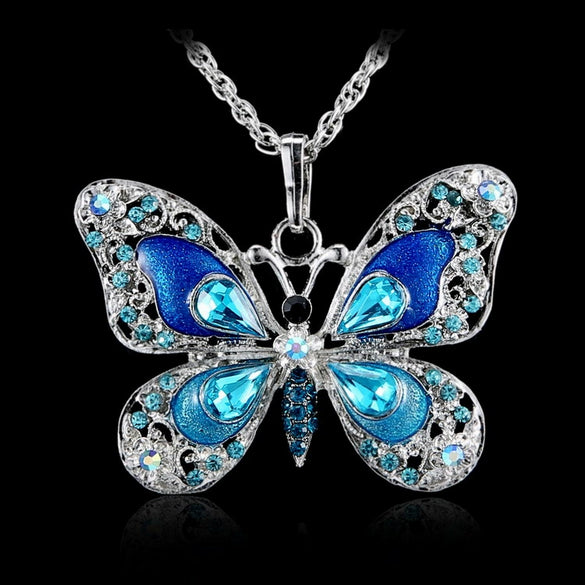 Alloy Geometric Multicolor Butterfly Pendant Necklace Electroplating Simple Retro Style