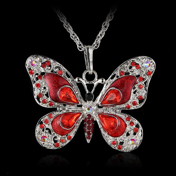 Alloy Geometric Multicolor Butterfly Pendant Necklace Electroplating Simple Retro Style