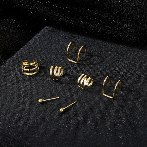 Alloy Geometric Multilayer Hollow Electroplated Unisex Ear Clip Earrings