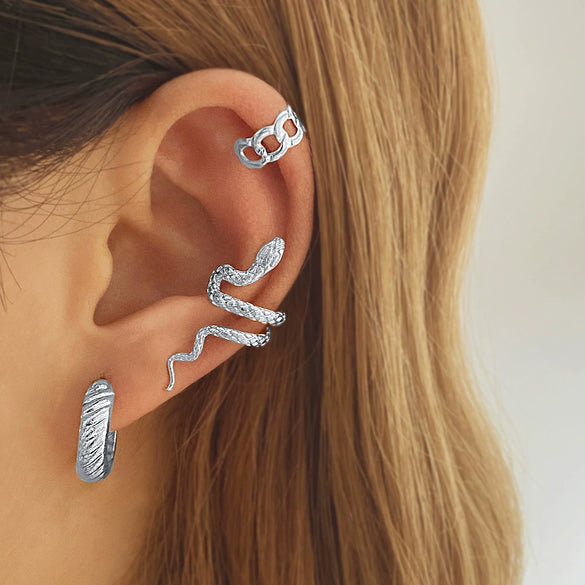 Alloy Geometric Multilayer Hollow Electroplated Unisex Ear Clip Earrings