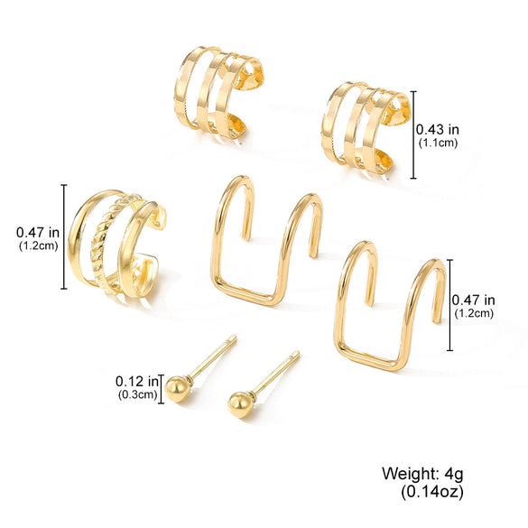 Alloy Geometric Multilayer Hollow Electroplated Unisex Ear Clip Earrings