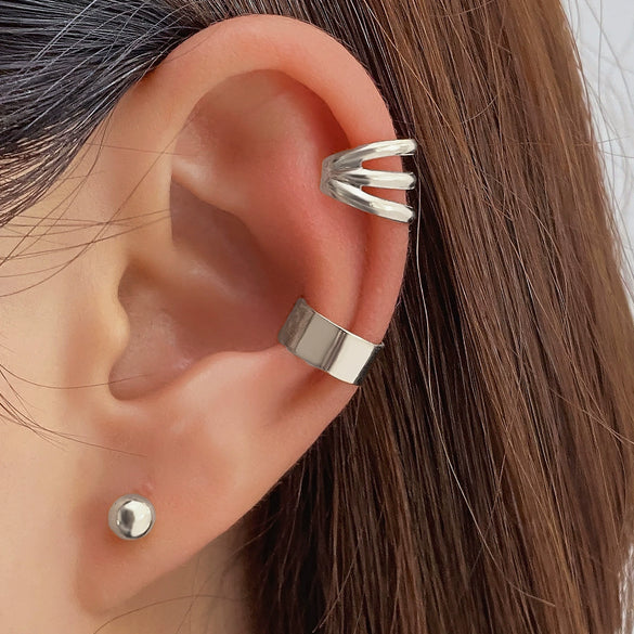 Alloy Geometric Multilayer Hollow Electroplated Unisex Ear Clip Earrings