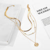 Alloy Geometric Multilayer Lotus Pendant Necklace For Women With Electroplated Blade Chain