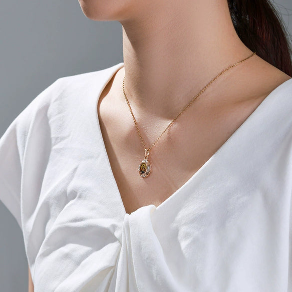 Alloy Geometric Niche Style Electroplated Microinlaid Zircon Necklace Pendant