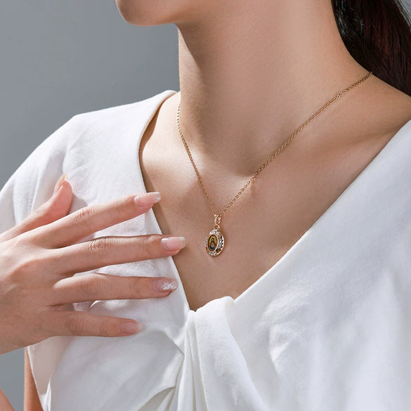 Alloy Geometric Niche Style Electroplated Microinlaid Zircon Necklace Pendant