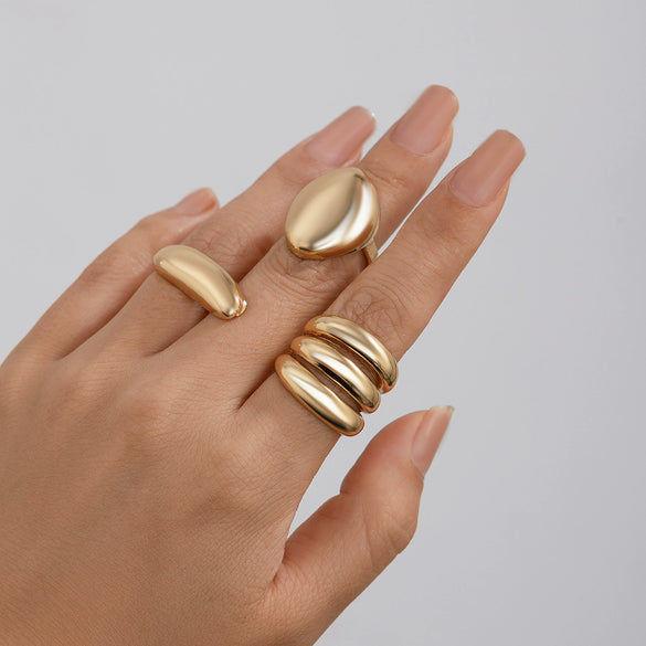 Alloy Geometric Open Ring For Ladies With Electroplating Treatment