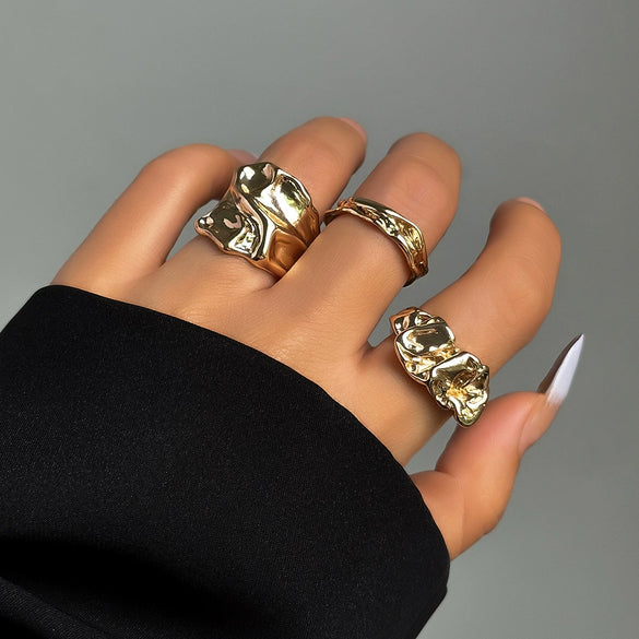 Alloy Geometric Open Ring For Ladies With Electroplating Treatment
