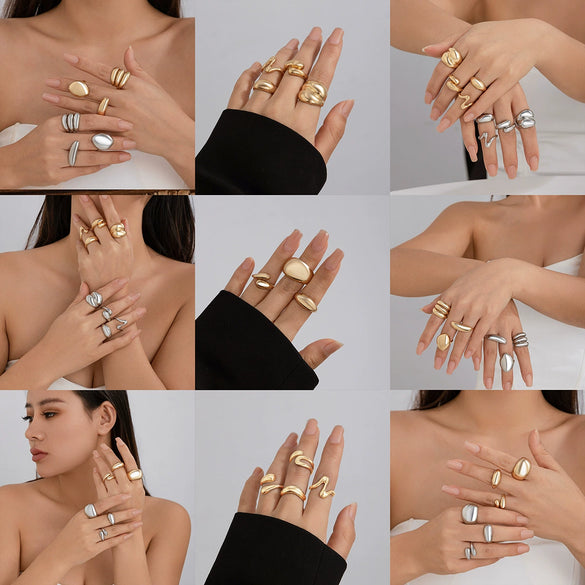 Alloy Geometric Open Ring For Ladies With Electroplating Treatment