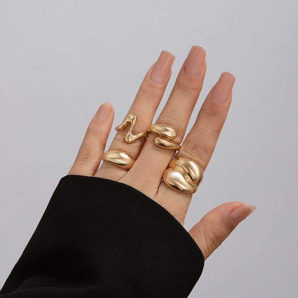 Alloy Geometric Open Ring For Ladies With Electroplating Treatment