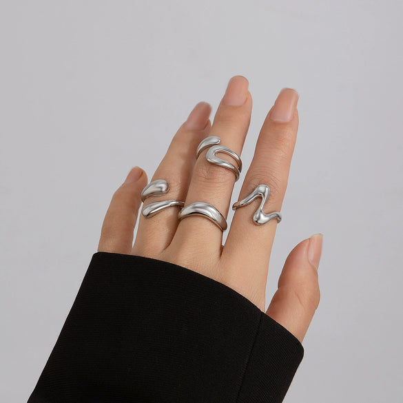 Alloy Geometric Open Ring For Ladies With Electroplating Treatment