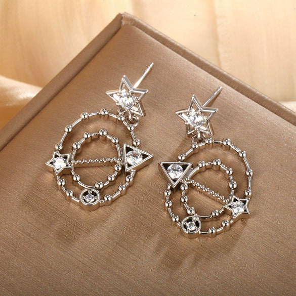 Alloy Geometric Oval Star Earrings For Women With Electroplating