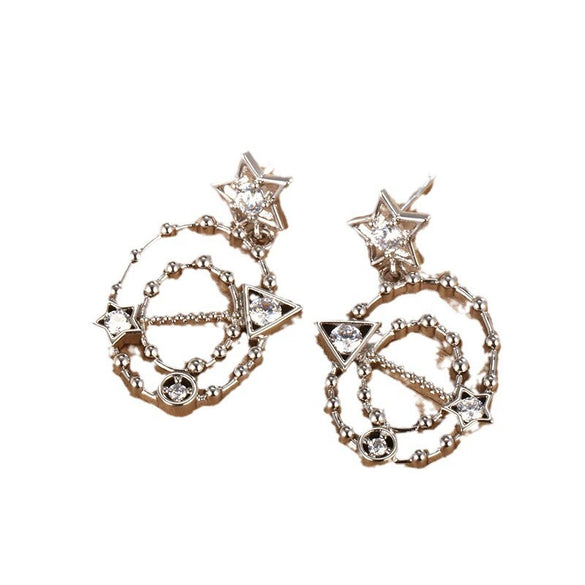 Alloy Geometric Oval Star Earrings For Women With Electroplating
