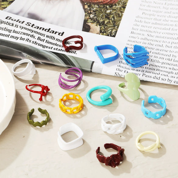 Alloy Geometric Painted Colorful Ring Unisex Retro Style