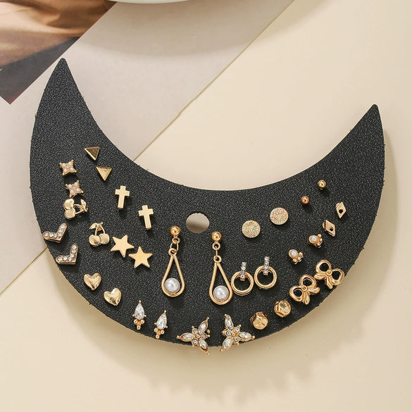 Alloy Geometric Pattern Fivepointed Star Electroplated Women's Earring Set