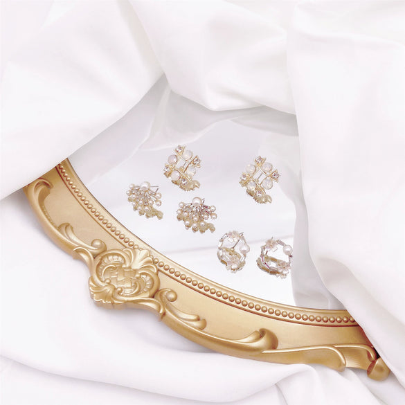 Alloy Geometric Pearl Earrings With 925 Silver Needle Electroplated For Girls