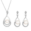 Alloy Geometric Pearl Jewelry Set With Cross Chain For Women Electroplated Necklace And Earrings Twopiece Set