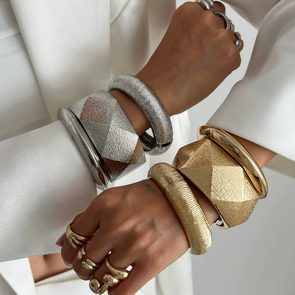 Alloy Geometric Personality Exaggerated Wide Face Electroplated Bracelet