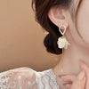 Alloy Geometric Petal Earrings Set With Diamonds For Women