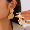 Alloy Geometric Pleated Women's Earrings With Electroplating And Stainless Steel Ear Needles