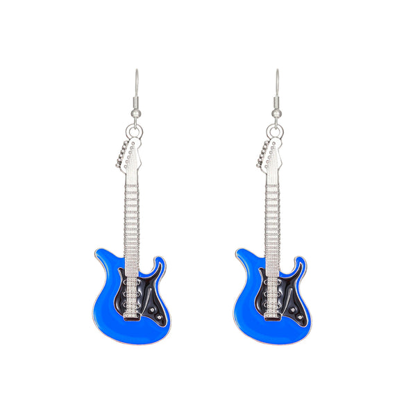 Alloy Geometric Punk Electric Guitar Earrings For Women With Electroplating