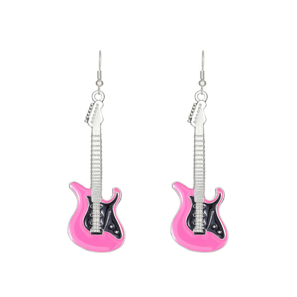Alloy Geometric Punk Electric Guitar Earrings For Women With Electroplating