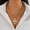Alloy Geometric Punk Ins Style Cross O Word Chain Pendant Necklace For Women Electroplated