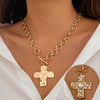 Alloy Geometric Punk Ins Style Cross O Word Chain Pendant Necklace For Women Electroplated