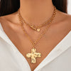 Alloy Geometric Punk Ins Style Cross O Word Chain Pendant Necklace For Women Electroplated