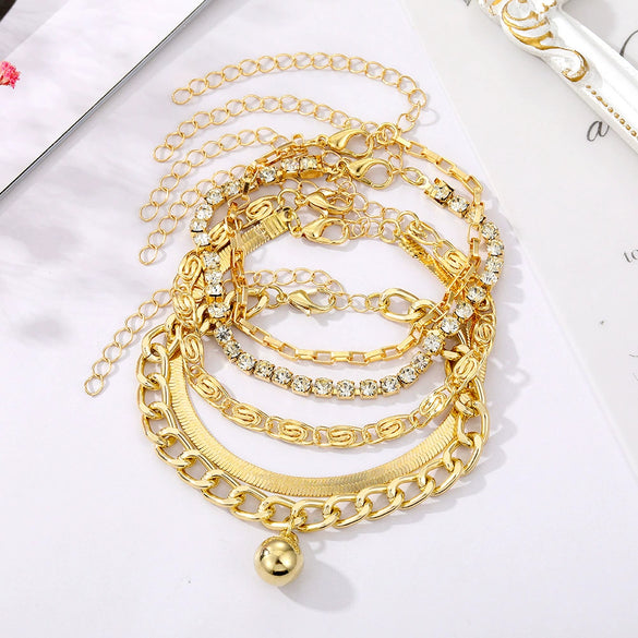 Alloy Geometric Retro Electroplating Multilayer Claw Chain Diamond Women's Bracelet