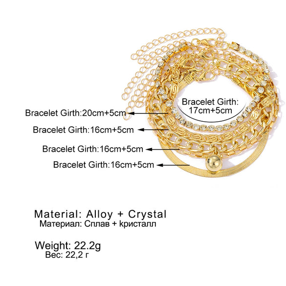 Alloy Geometric Retro Electroplating Multilayer Claw Chain Diamond Women's Bracelet